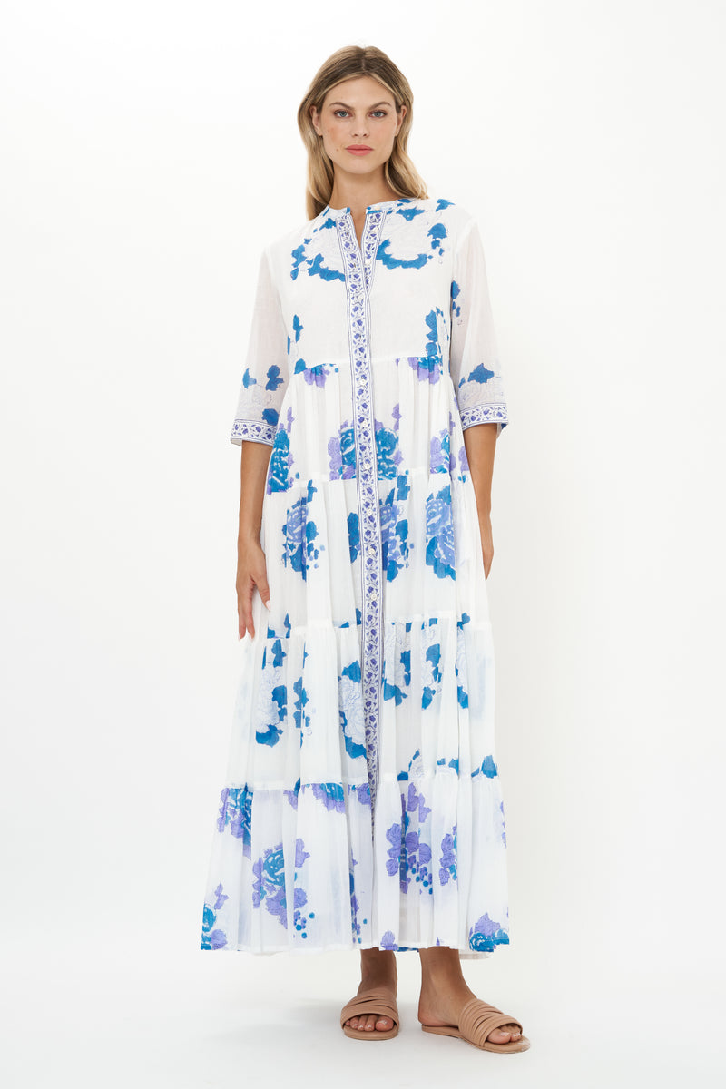 3/4 Button Maxi- Portofino Blue