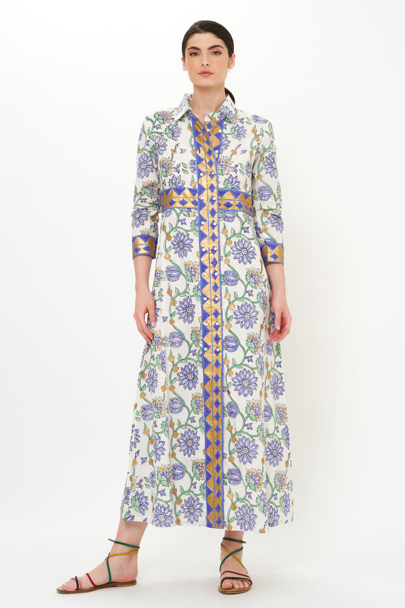 Shirt Dress Maxi- Presidio Blue