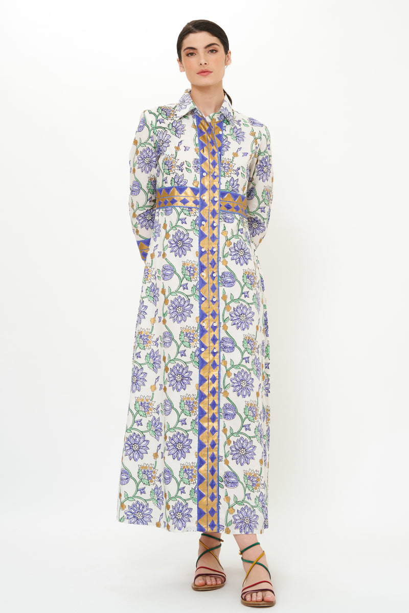 Shirt Dress Maxi- Presidio Blue