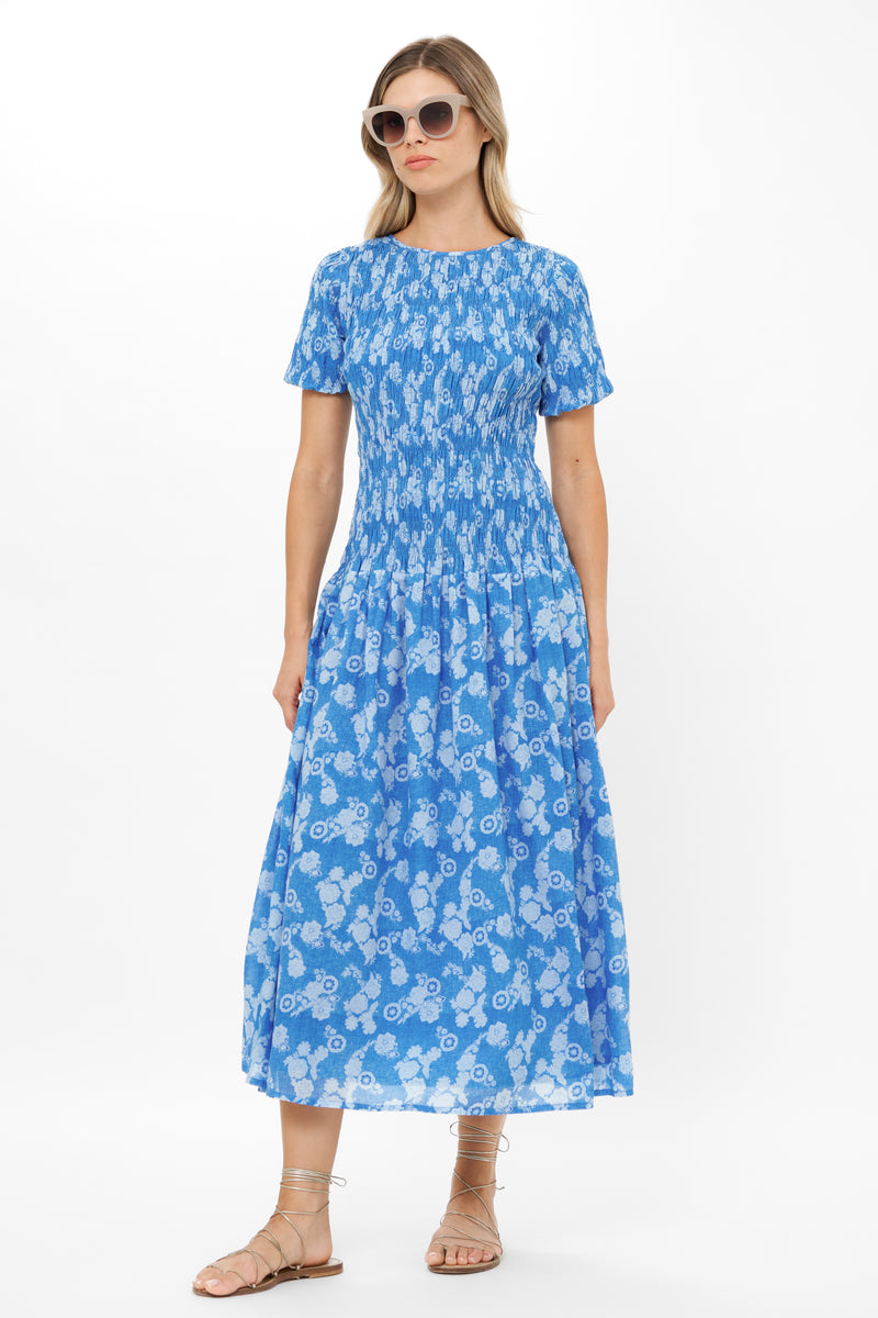 Smocked Drop Waist Maxi- Pretoria Navy
