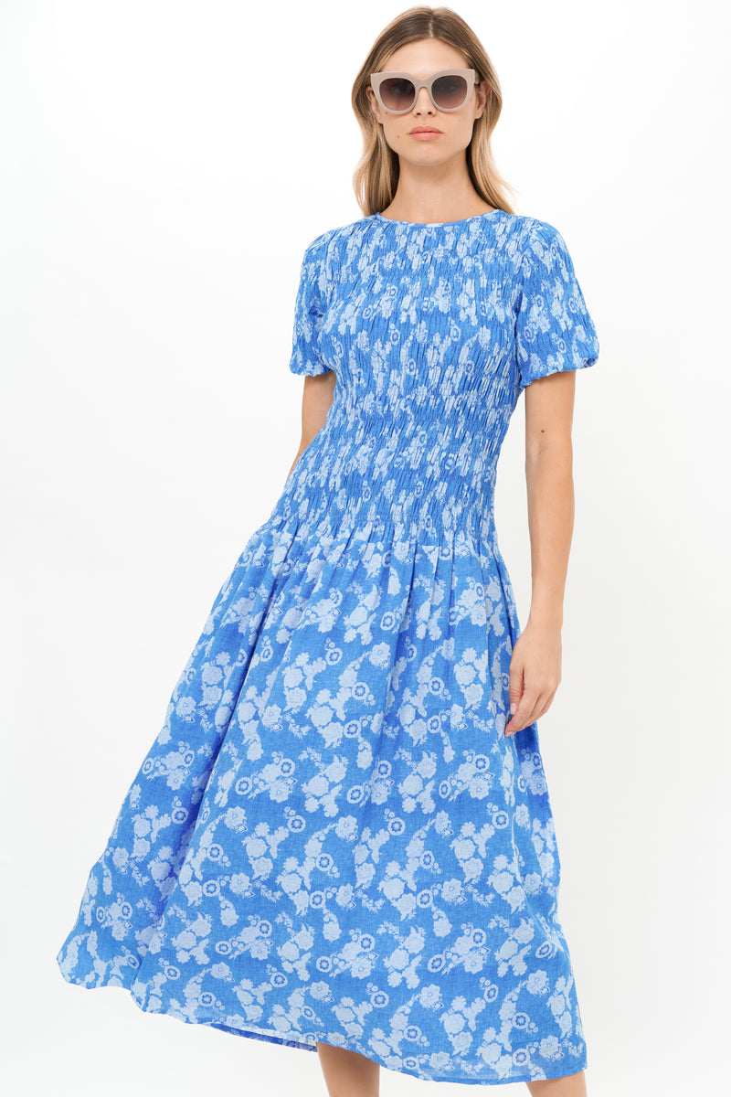 Smocked Drop Waist Maxi- Pretoria Navy