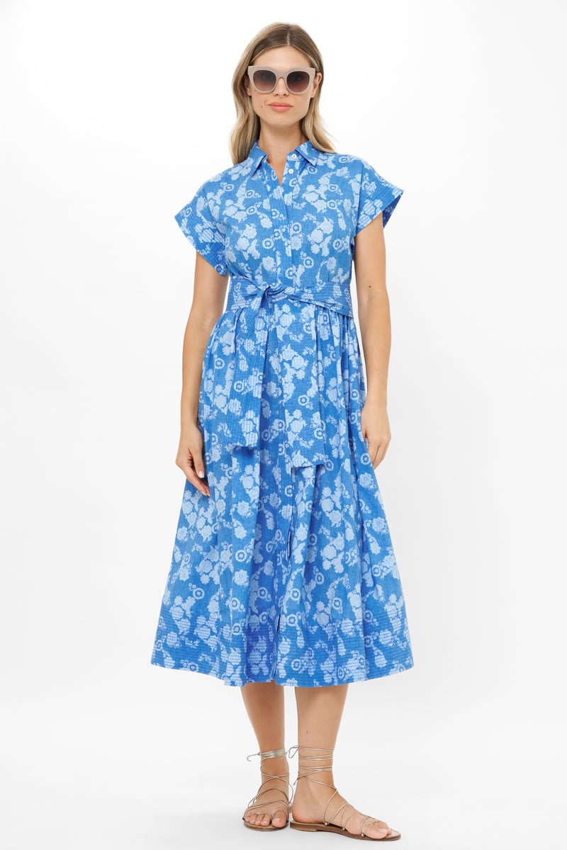 Belted Shirt Dress- Pretoria Navy