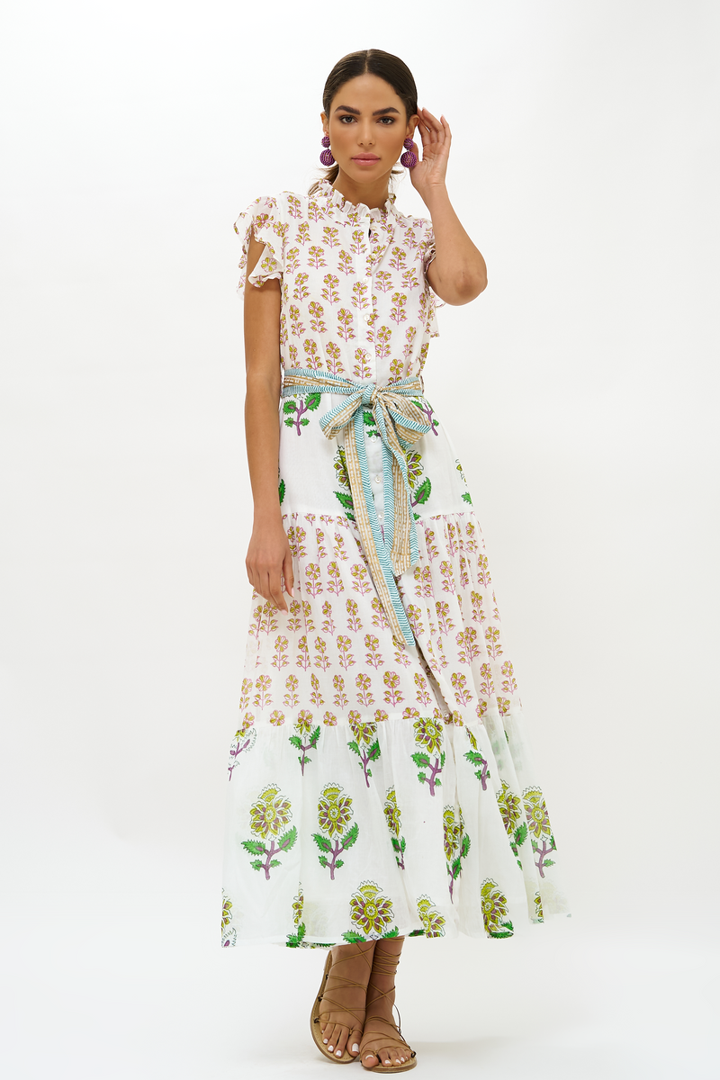Caroline Multi-stripe Ruffle Dress – Coronet Collection