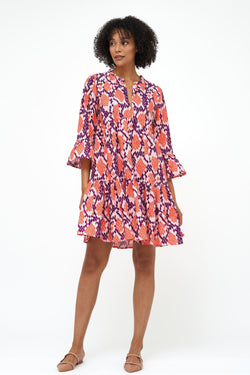 Bell Sleeve Tiered Mini- Python Coral