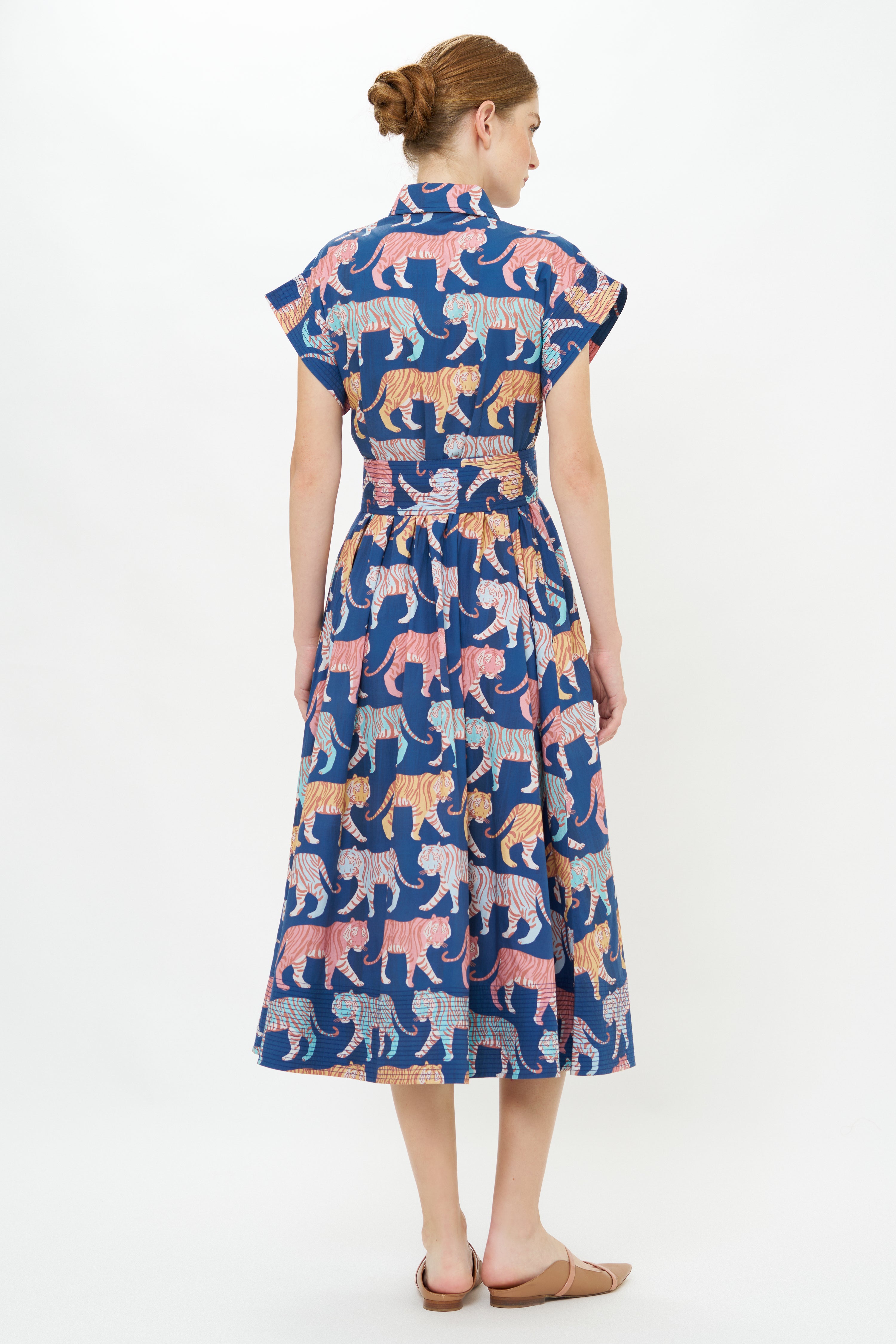 Belted Shirt Dress- Raj Navy