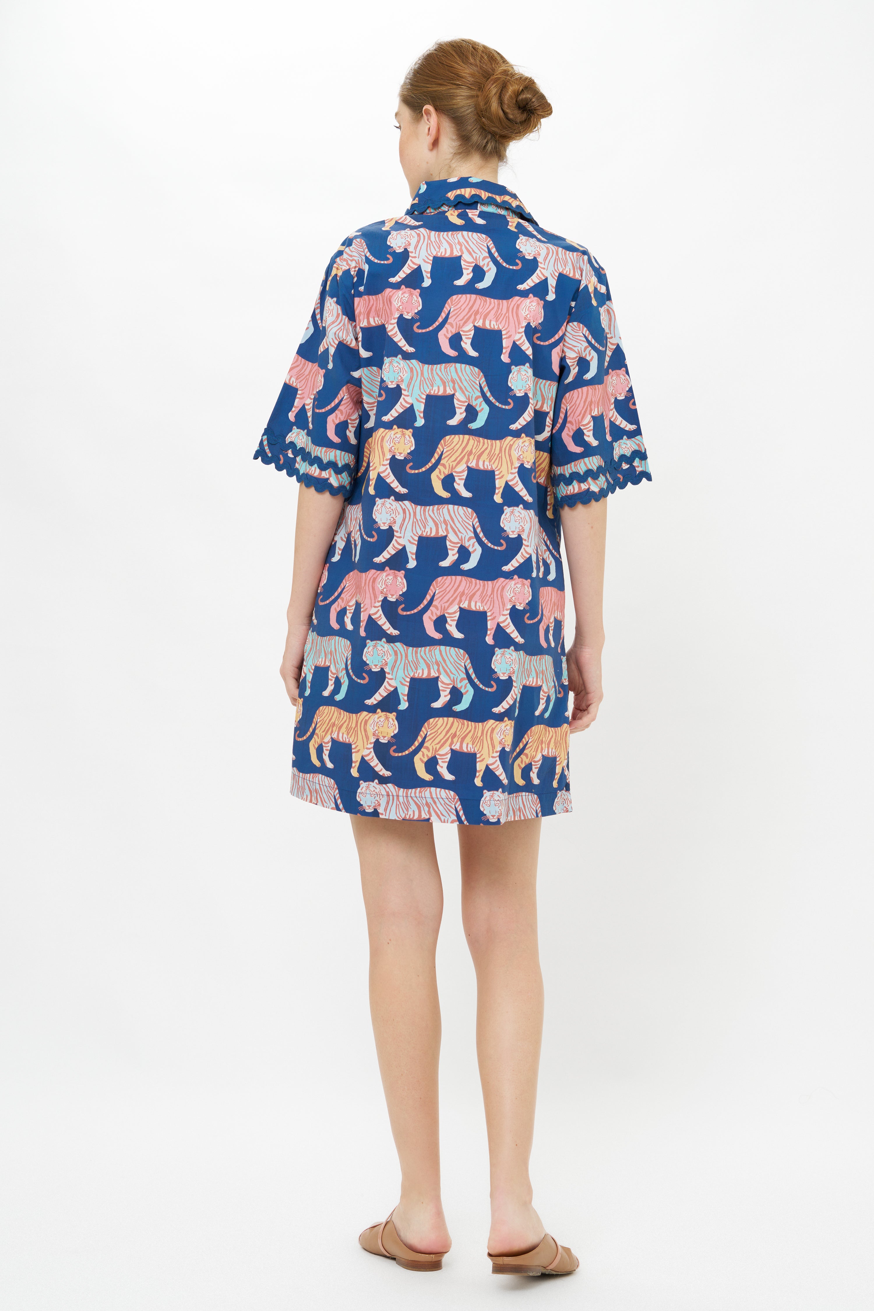 Collared Shirt Dress Mini- Raj Navy