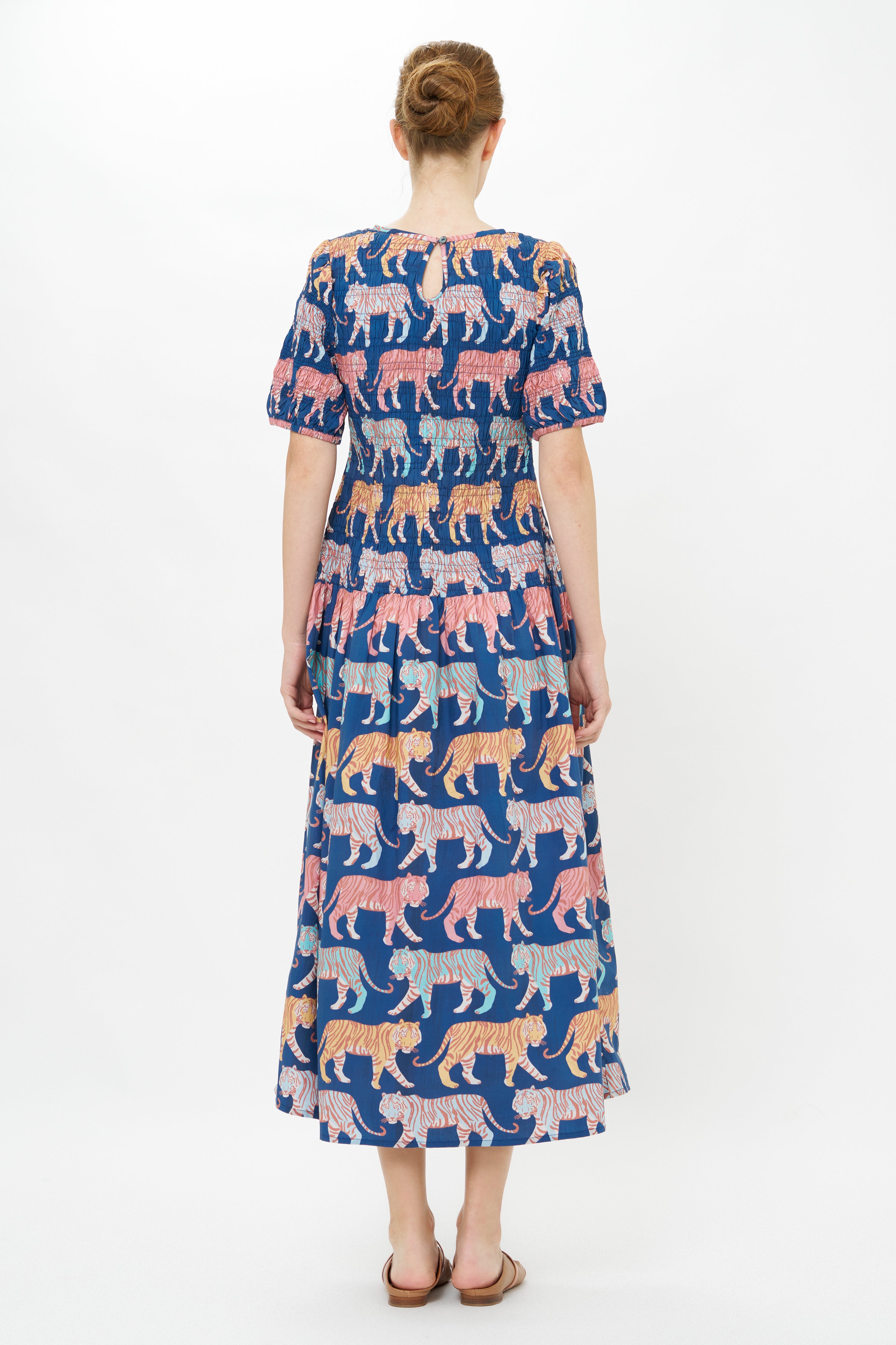 Smocked Drop Waist Maxi- Raj Navy