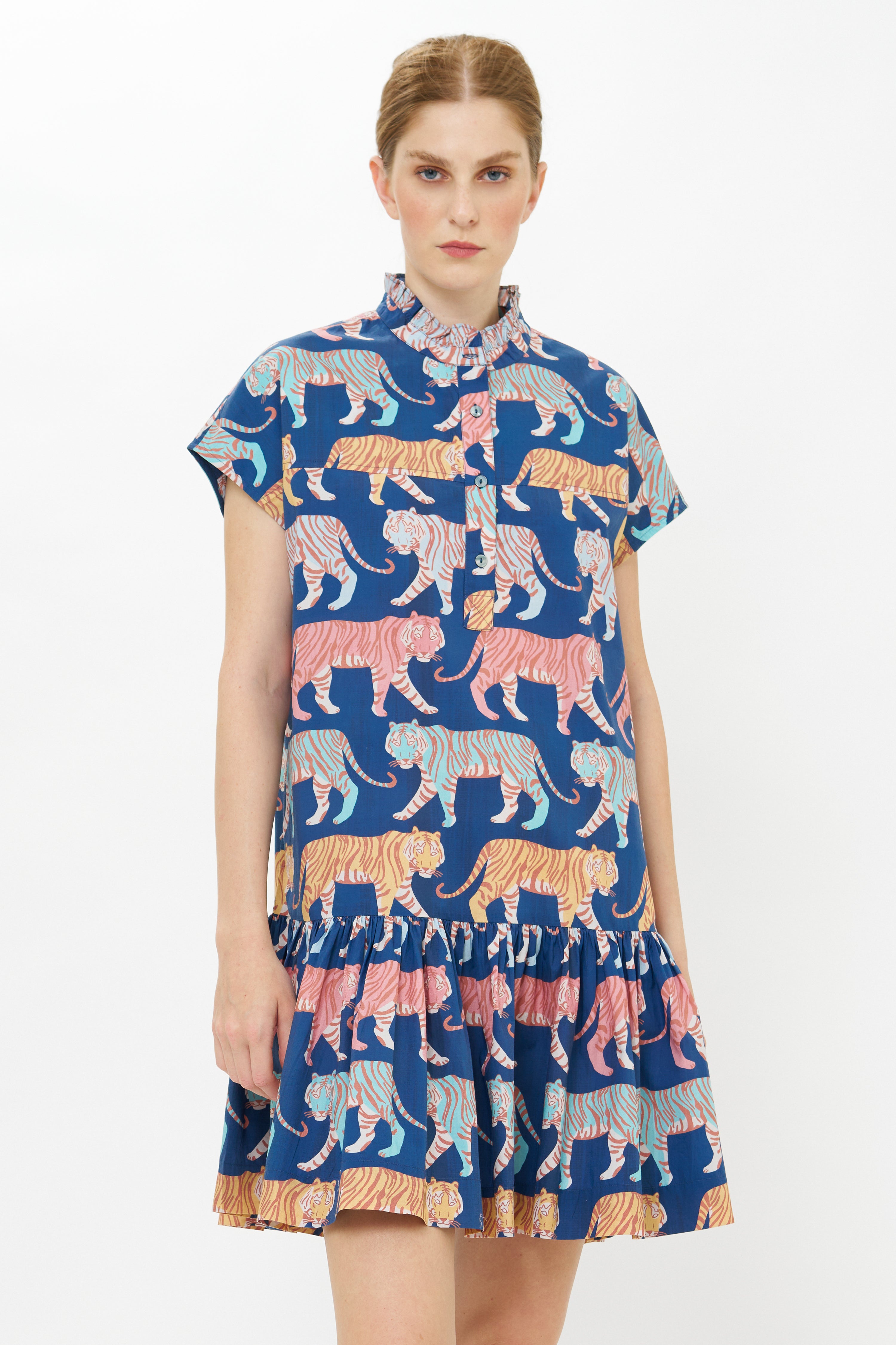Cap Sleeve Mini- Raj Navy