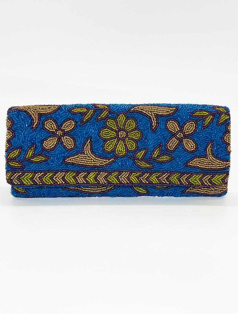 Beaded Clutch- Regent Blue Gold