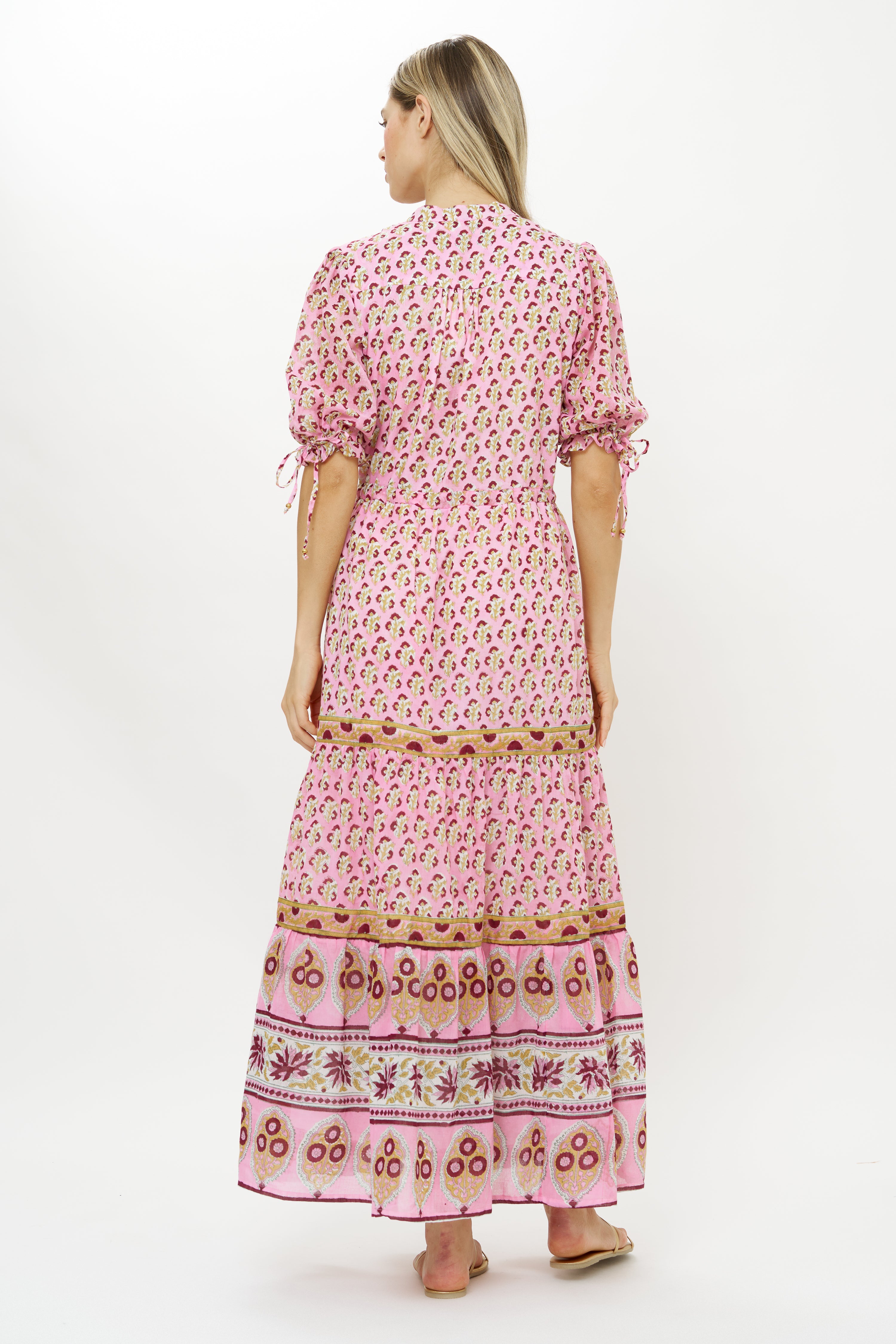 Cinched Pintuck Maxi- Riad Rhubarb