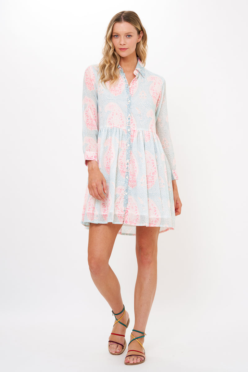 Long Sleeve Shirt Dress Mini- Samode Green