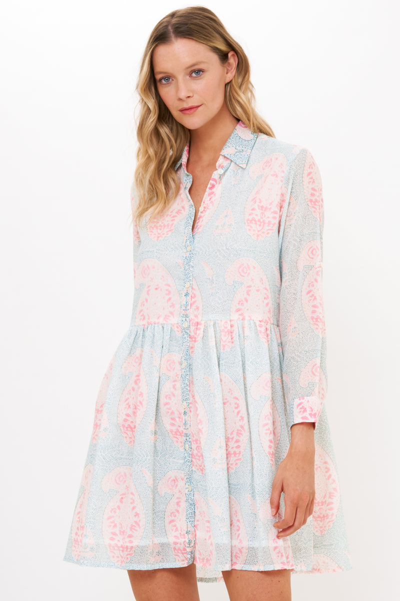 Long Sleeve Shirt Dress Mini- Samode Green