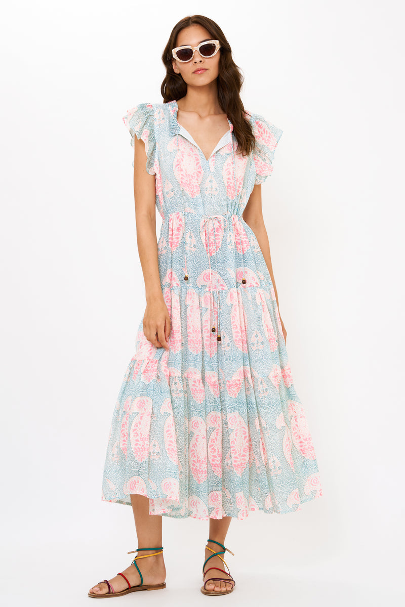 Cinched Flirty Midi- Samode Green