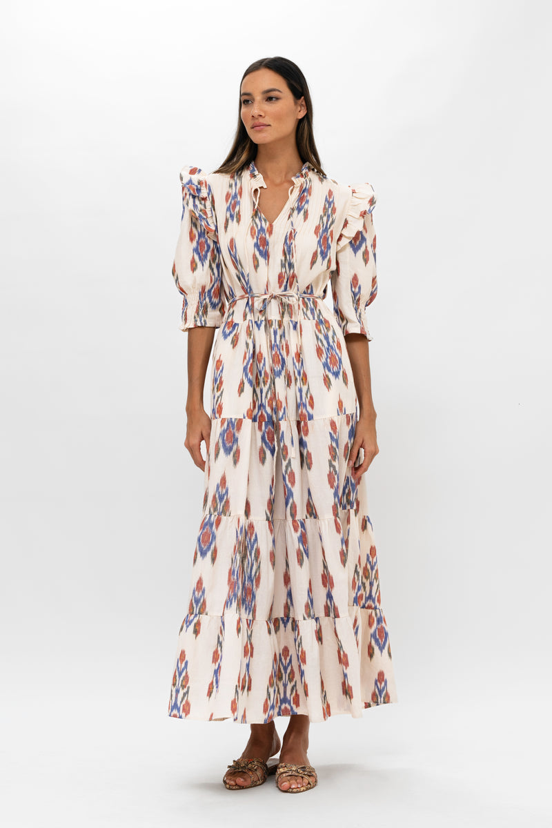 Cinched Pintuck Maxi- Sanford Cream