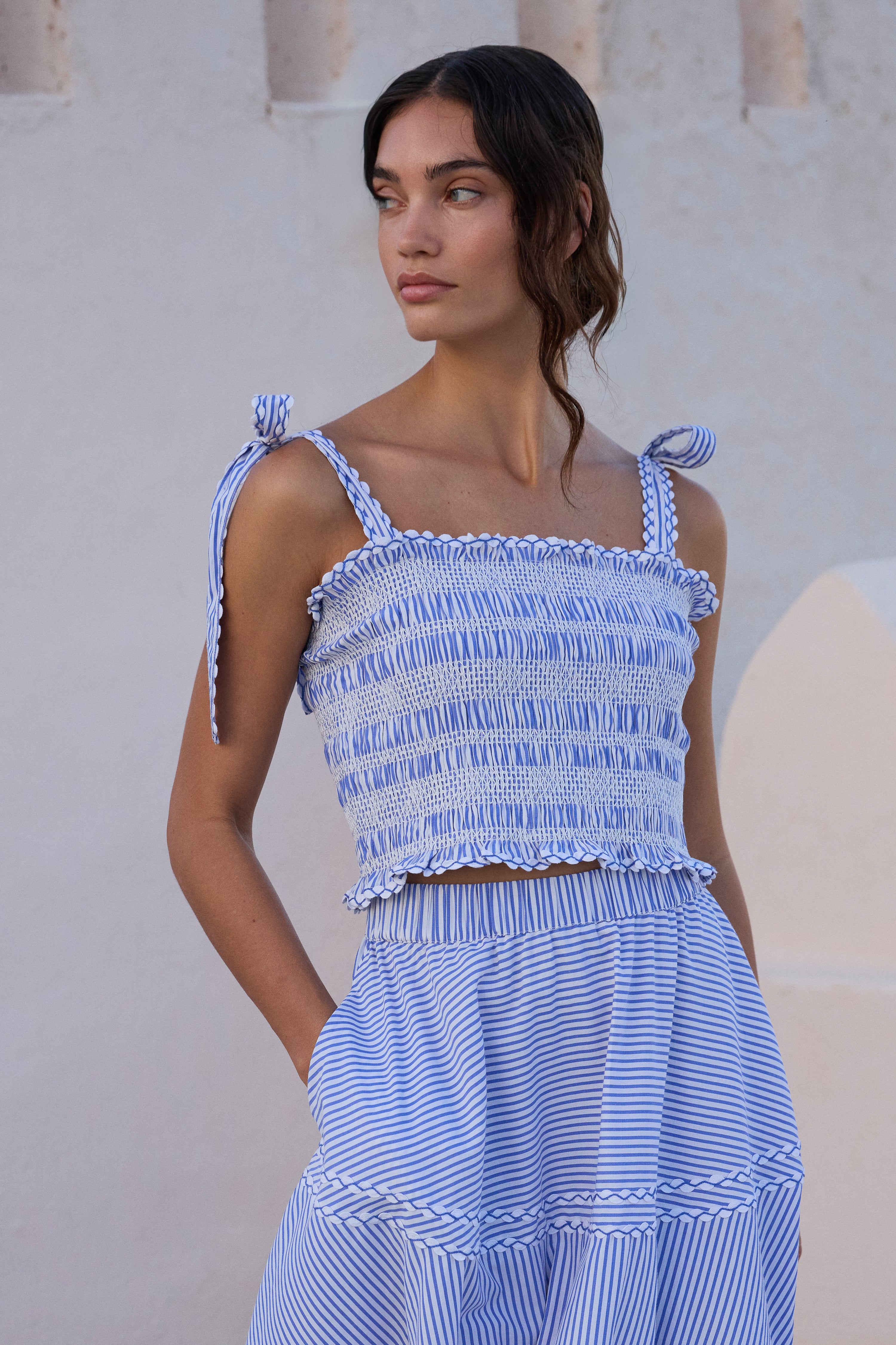 Ella Top- Sconset Blue