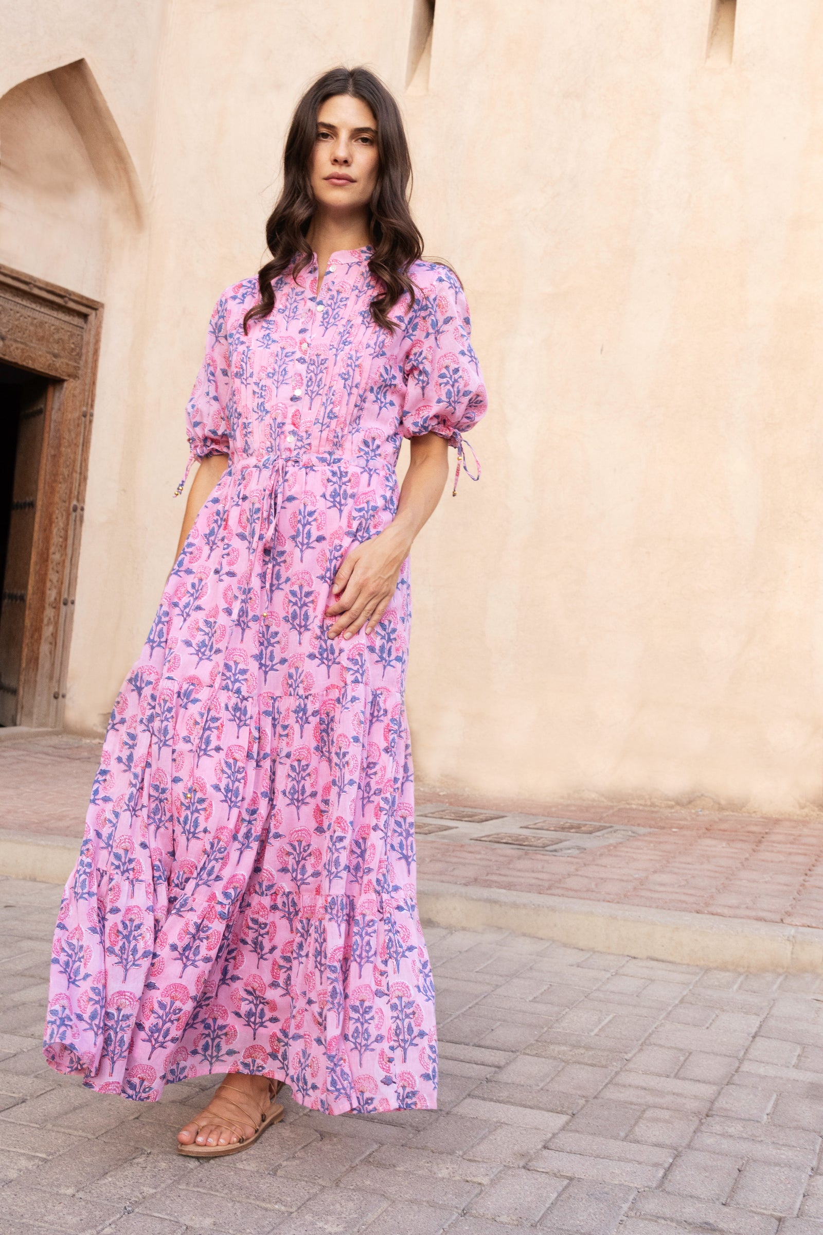 Cinched Pintuck Maxi- Sconset Pink – OLIPHANTDESIGN