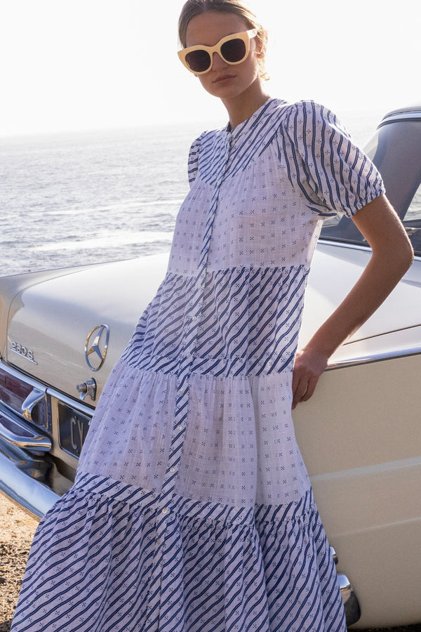 Scoop Tiered Midi- Dipsy Navy
