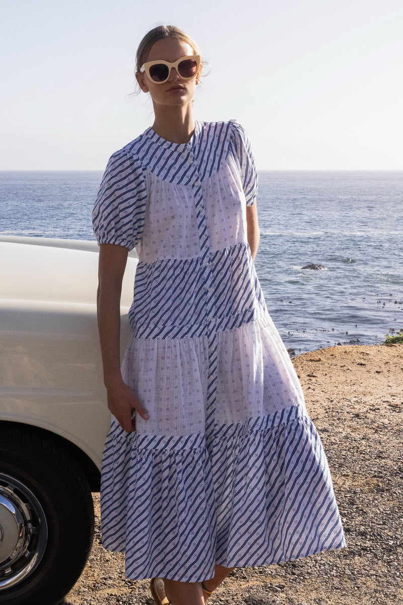 Scoop Tiered Midi- Dipsy Navy