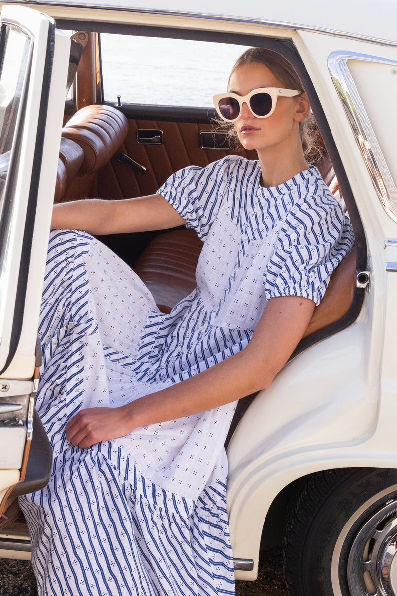 Scoop Tiered Midi- Dipsy Navy