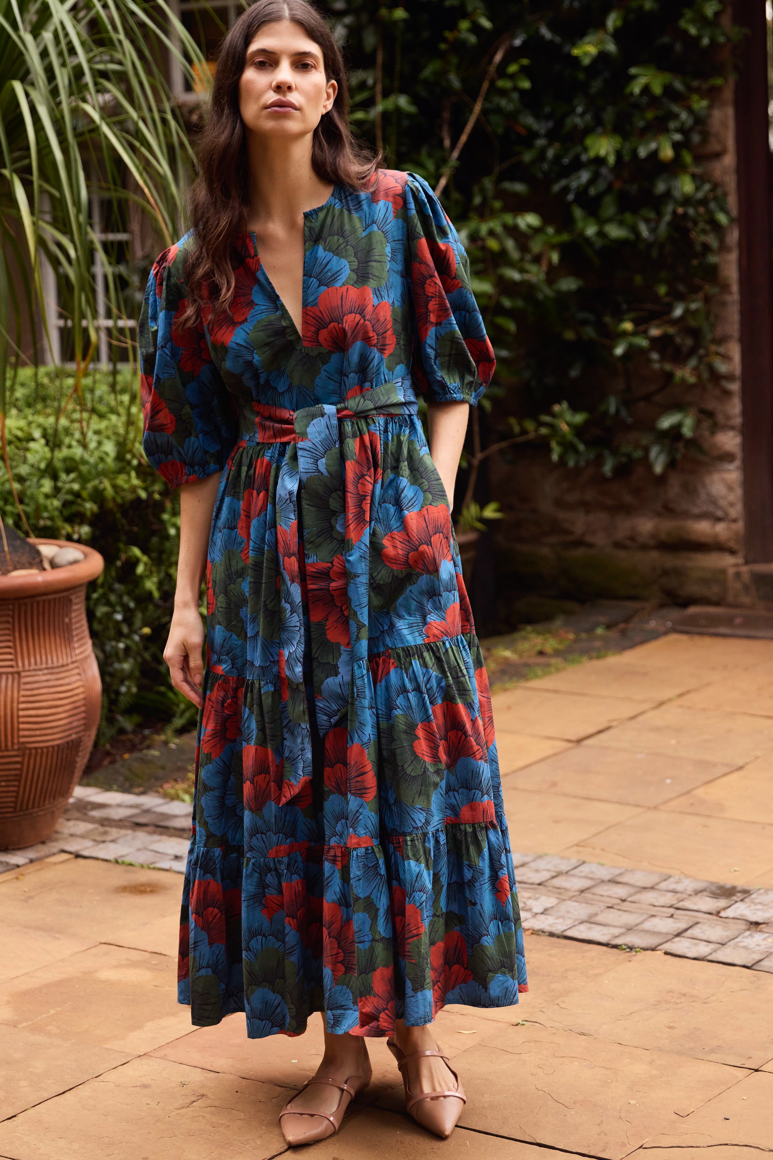 Puff Sleeve Maxi- Madrid Blue