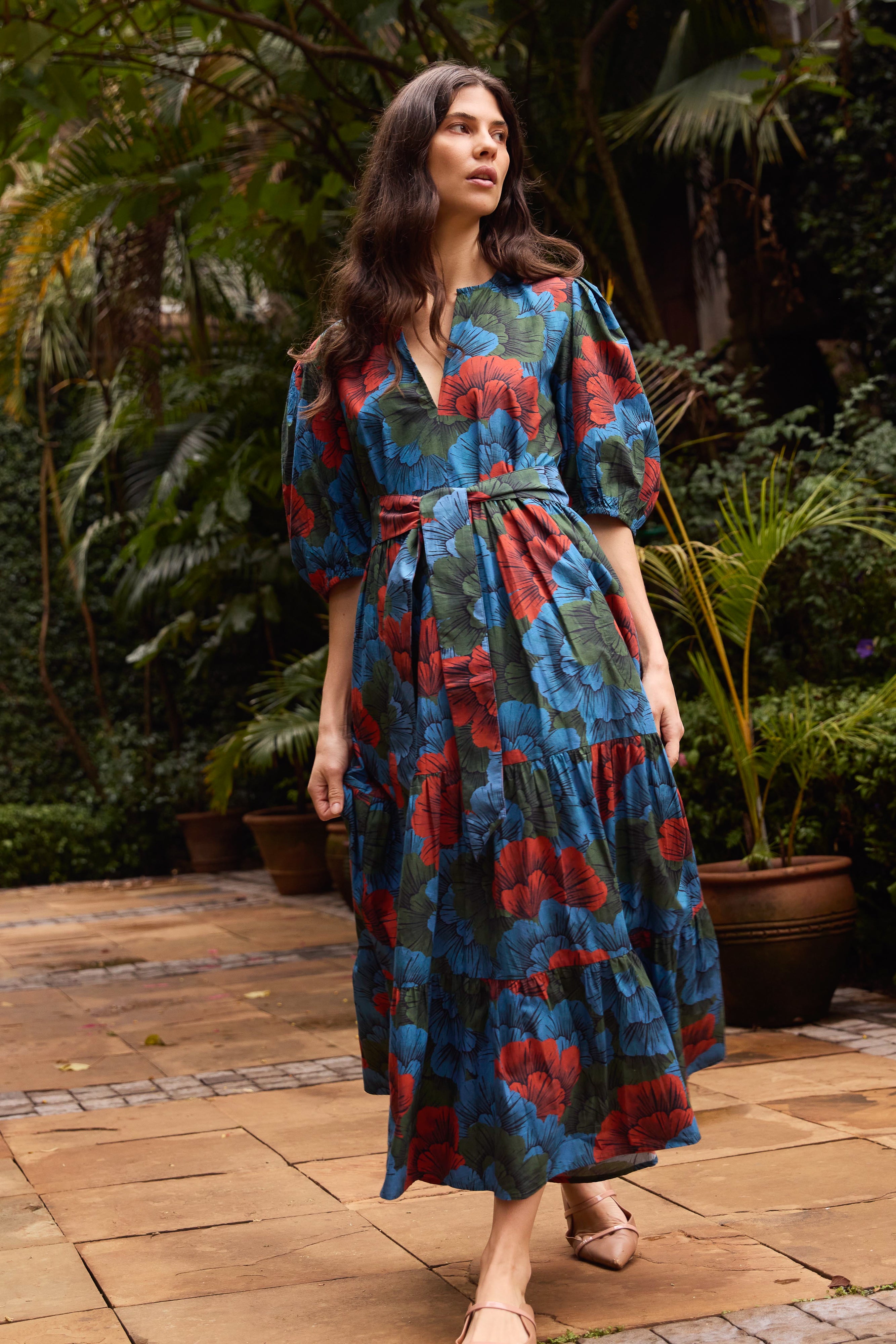 Puff Sleeve Maxi- Madrid Blue