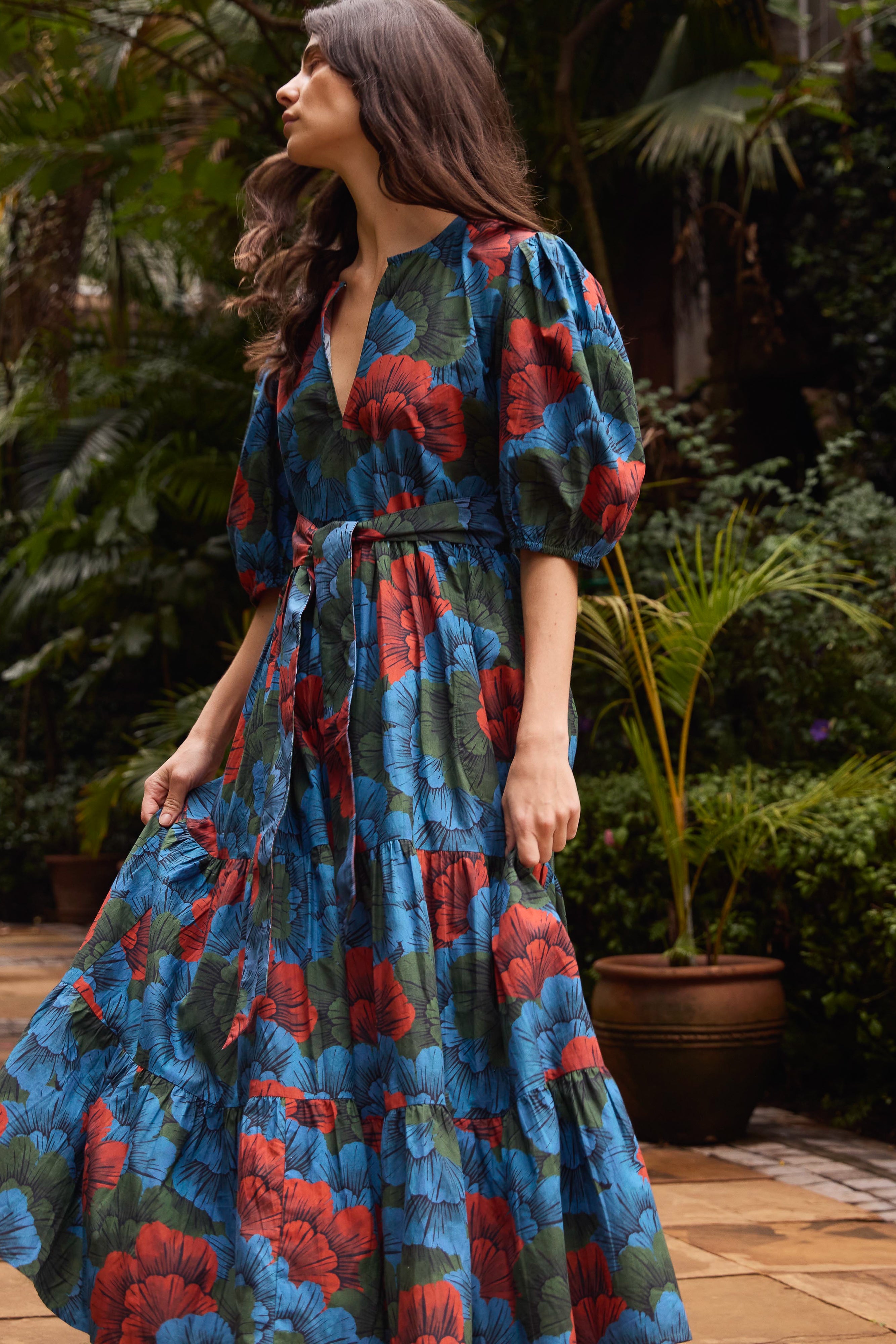 Puff Sleeve Maxi- Madrid Blue