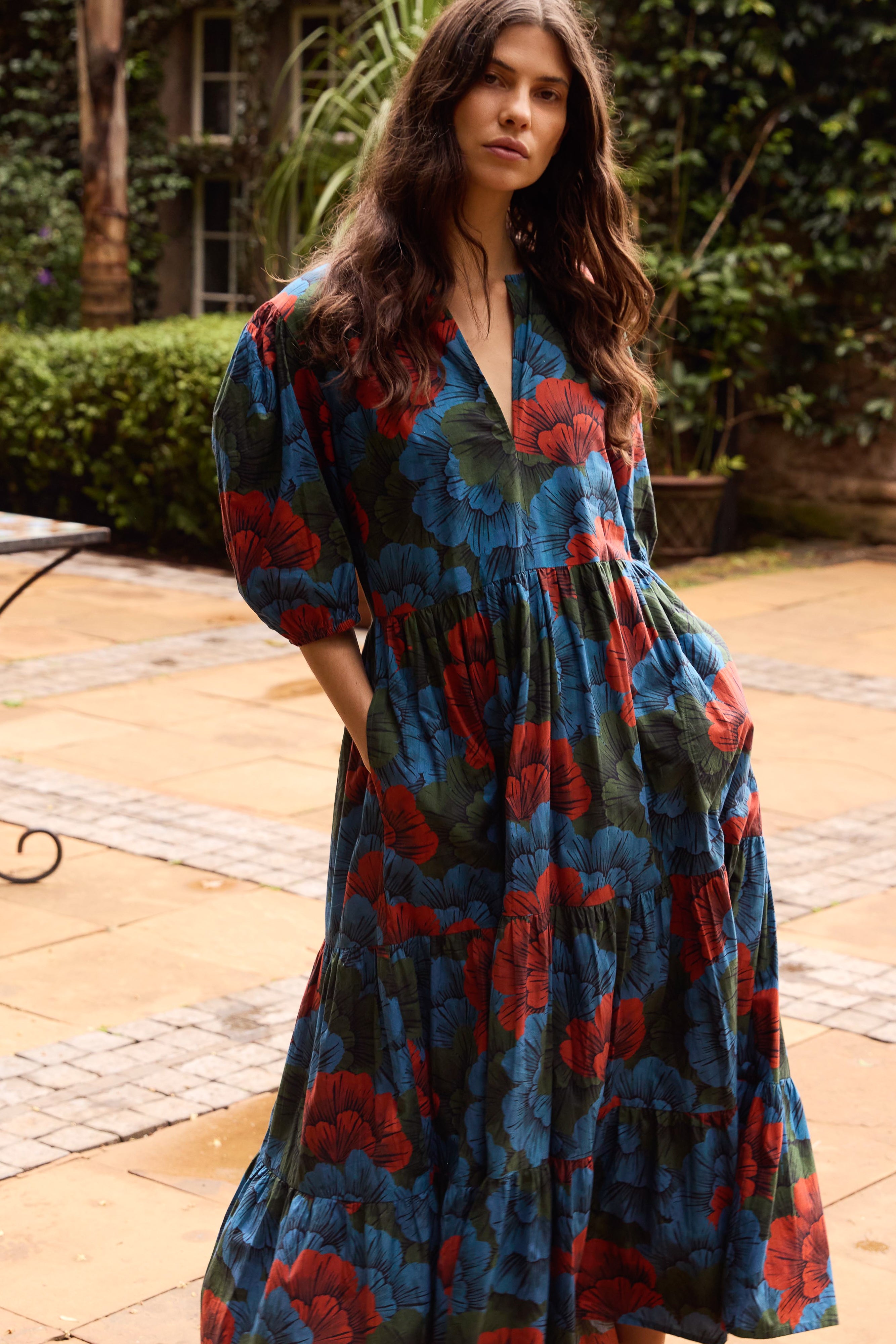 Puff Sleeve Maxi- Madrid Blue
