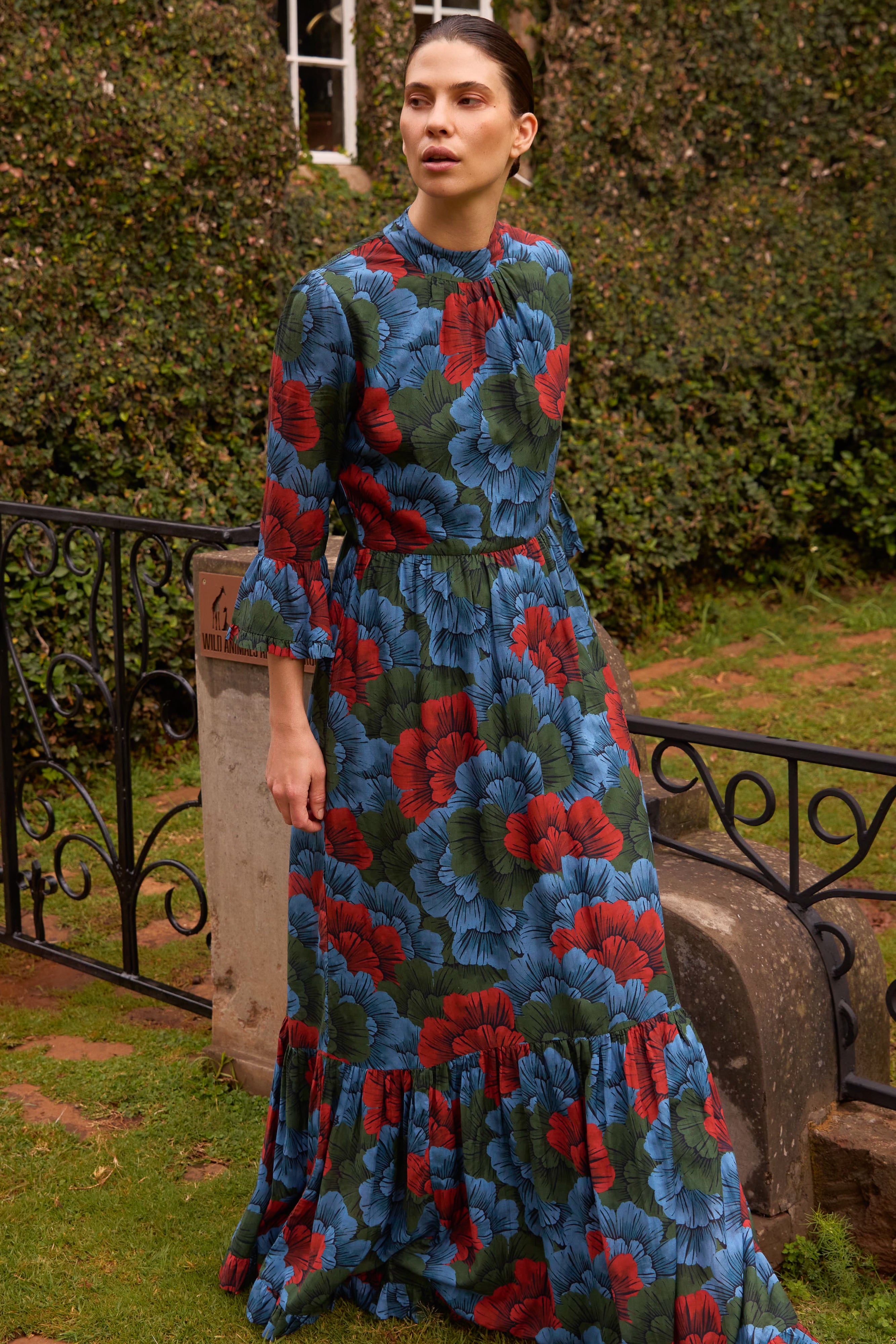 High Neck Bell Maxi- Madrid Blue