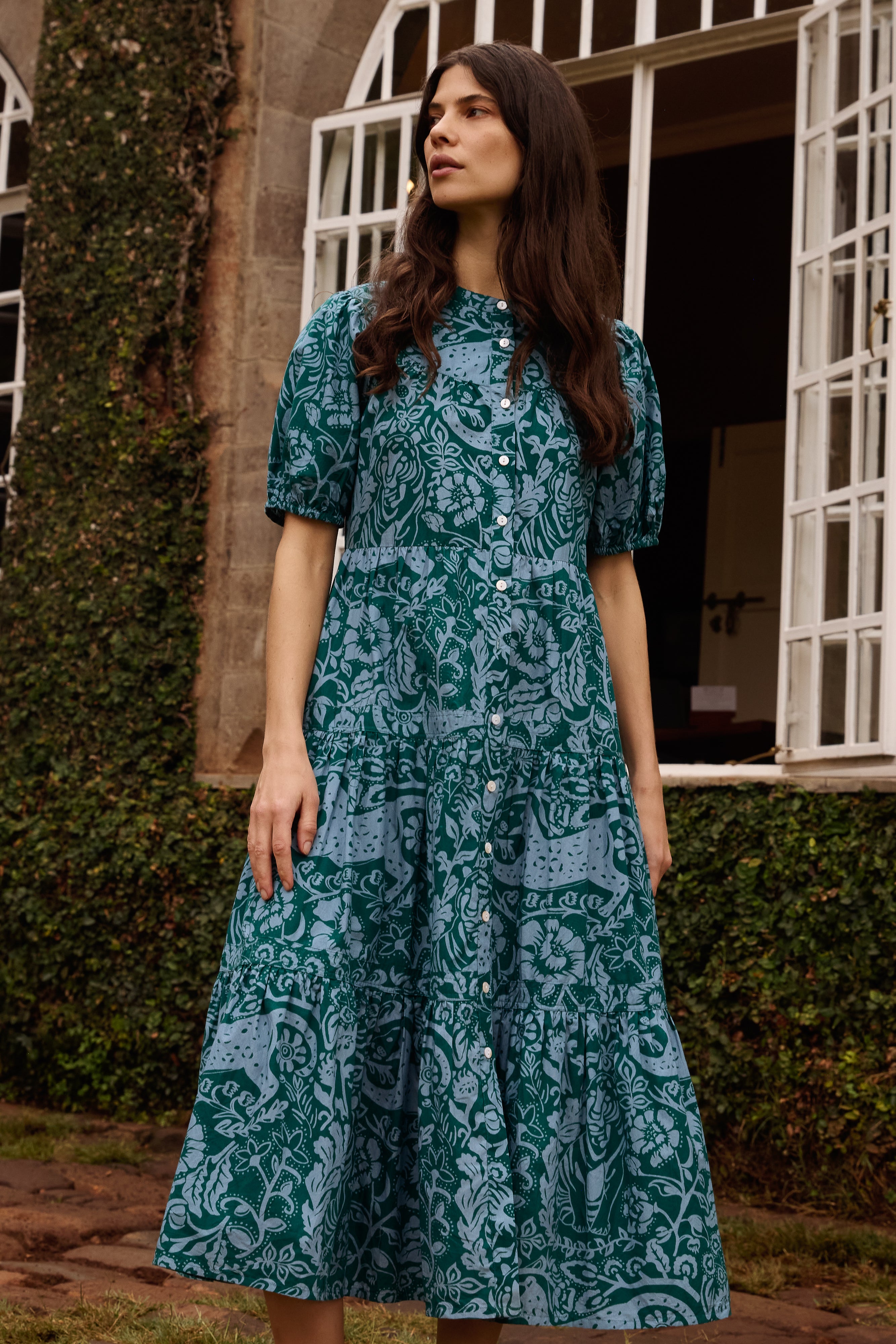 Scoop Tiered Midi- Singita Green