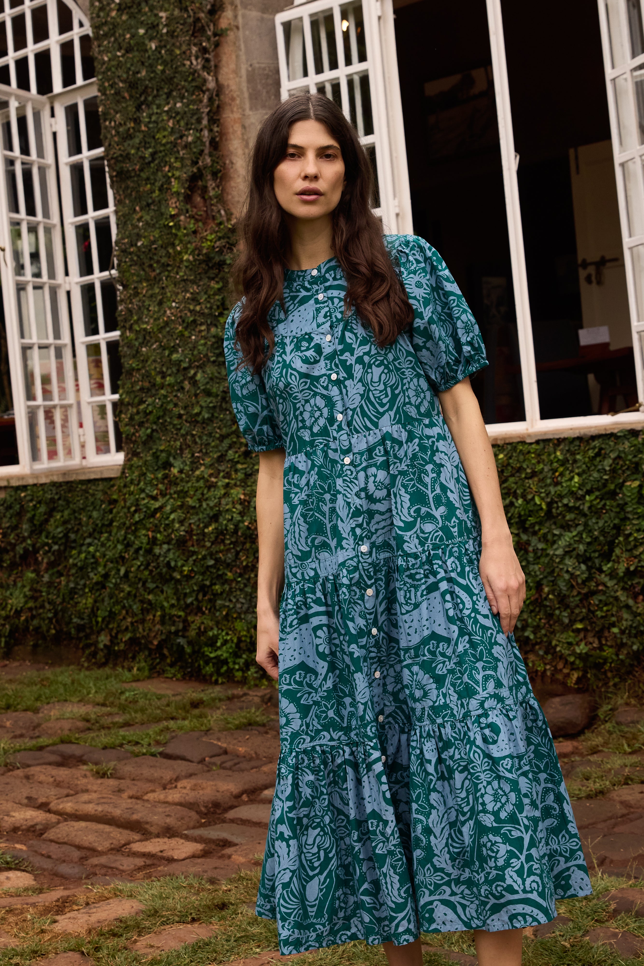 Scoop Tiered Midi- Singita Green