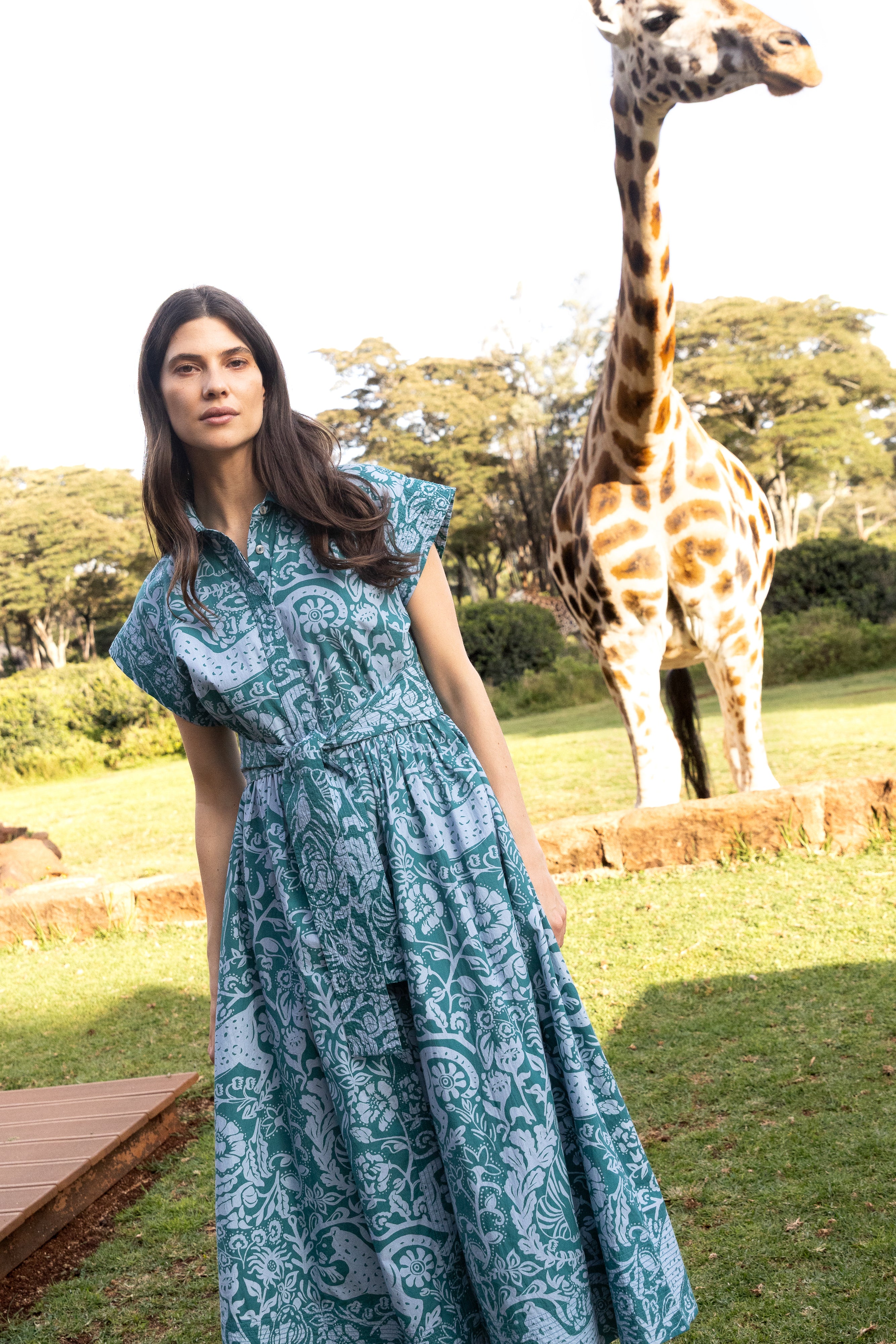 Belted Shirt Dress- Singita Green