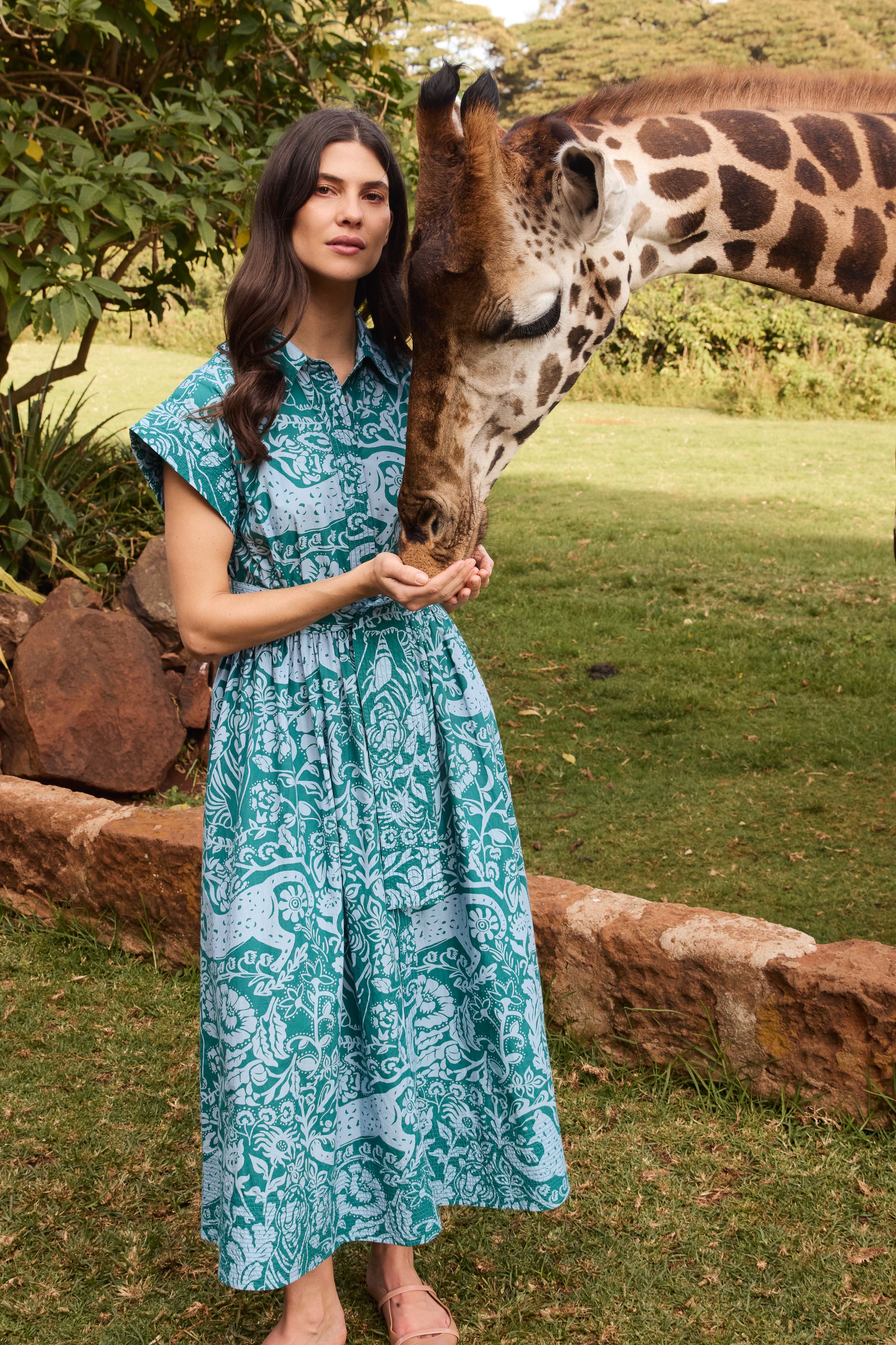 Belted Shirt Dress- Singita Green