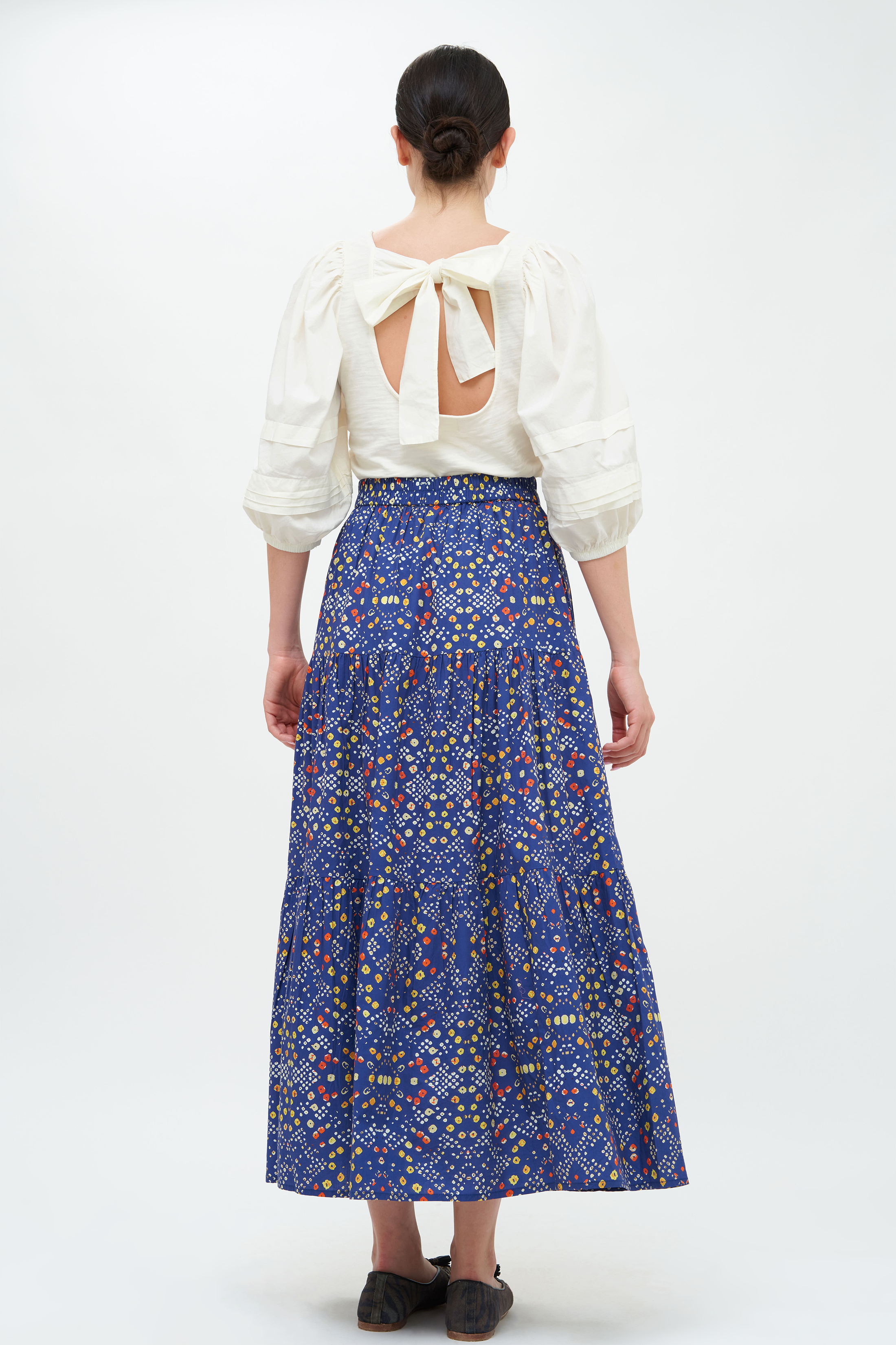 Tiered Maxi Skirt- Shibori Indigo