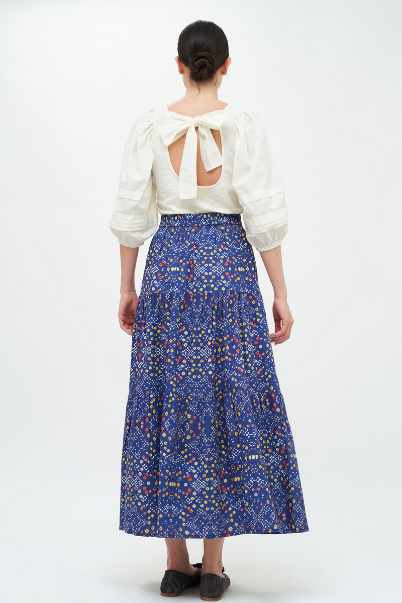 Tiered Maxi Skirt- Shibori Indigo