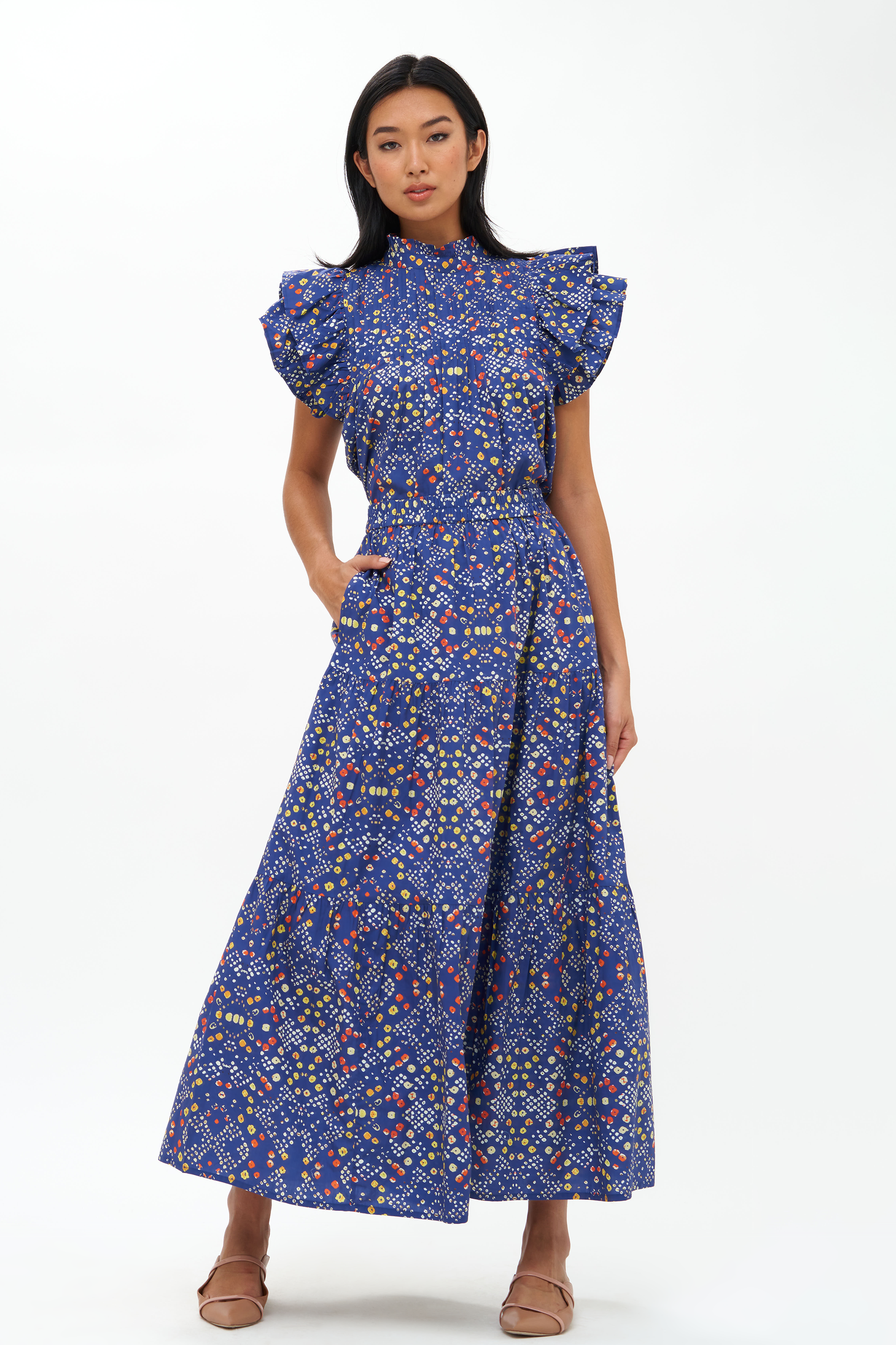 Tiered Maxi Skirt- Shibori Indigo