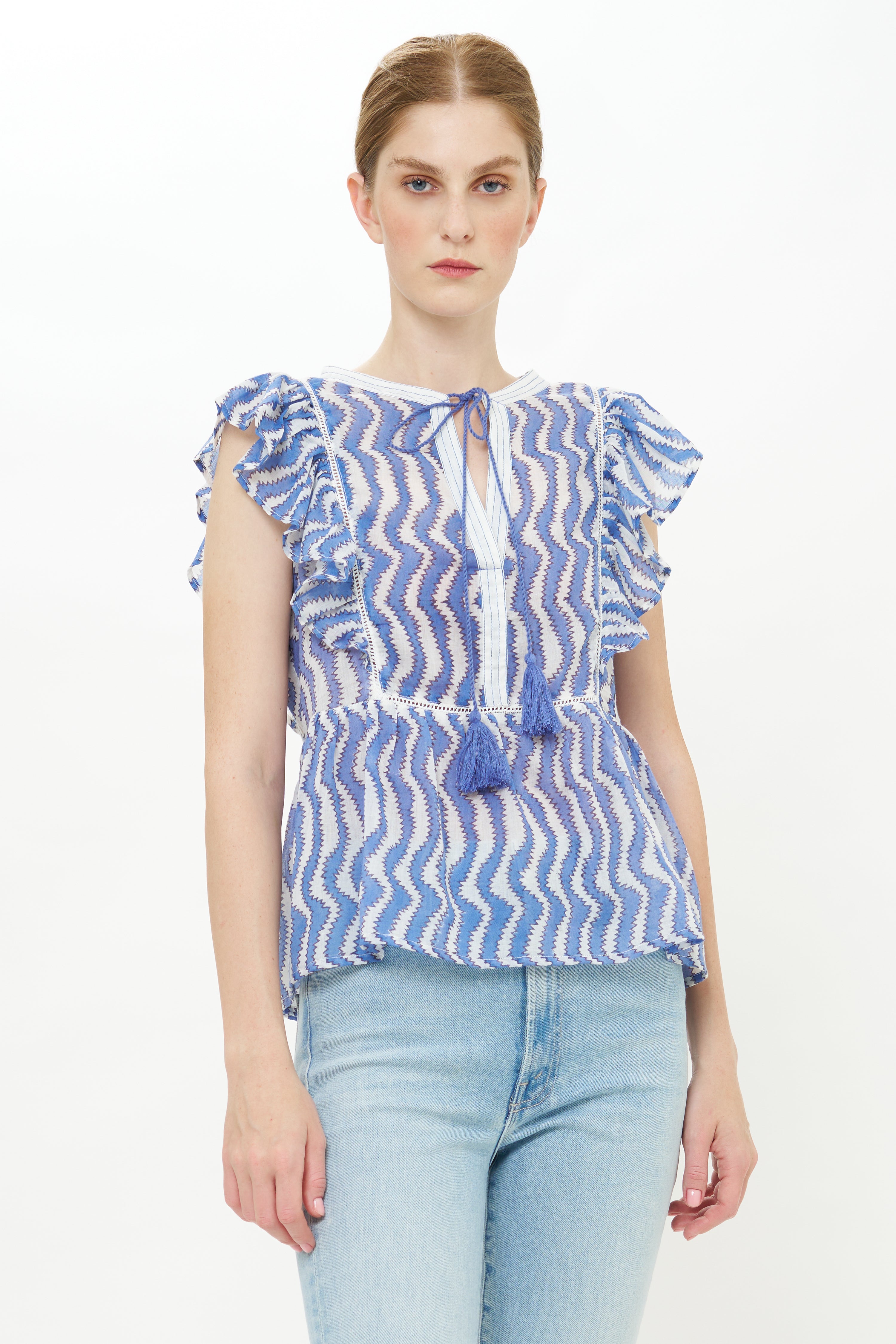 Flirty Tie Top- Sierra Blue