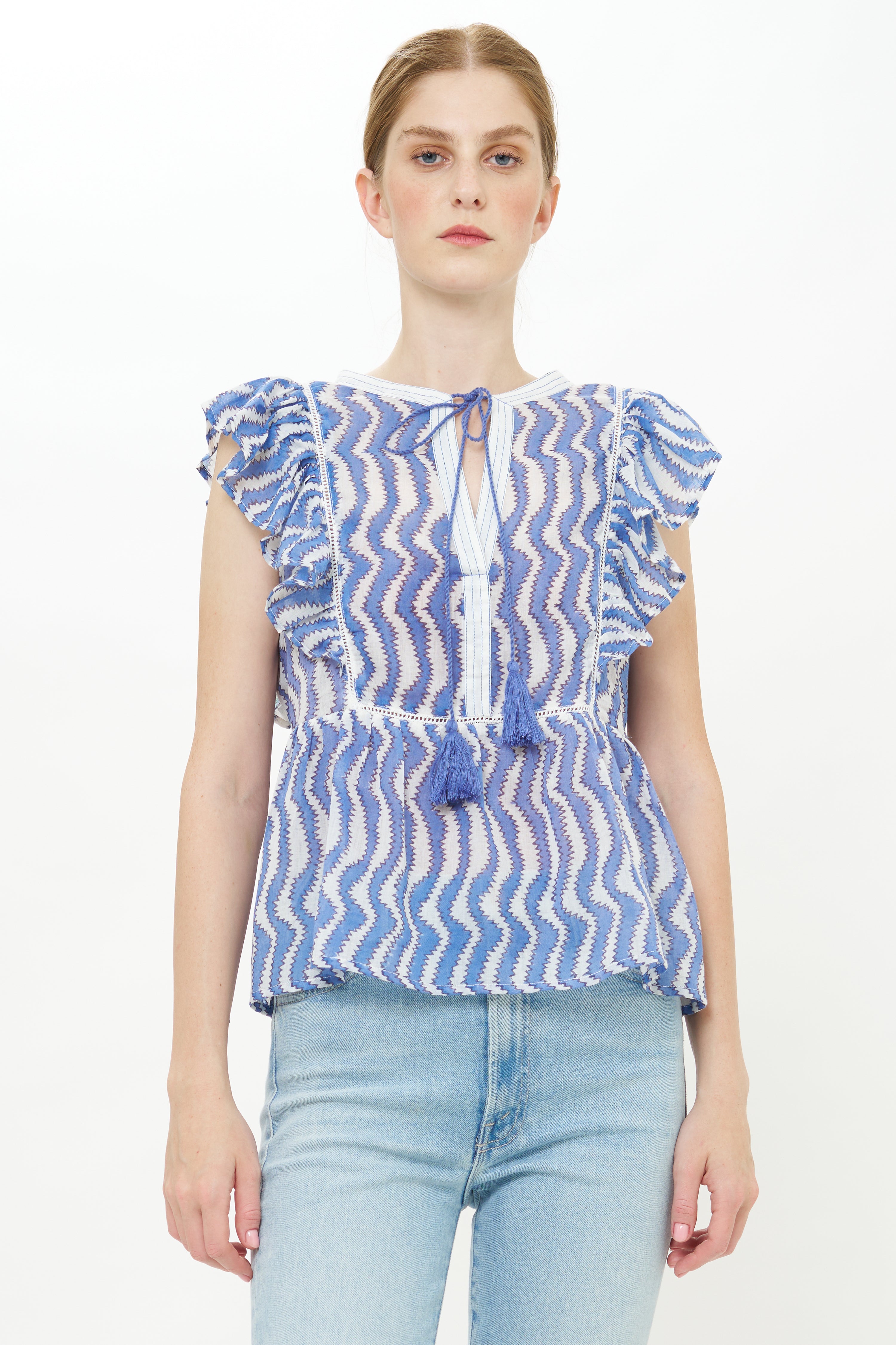 Flirty Tie Top- Sierra Blue