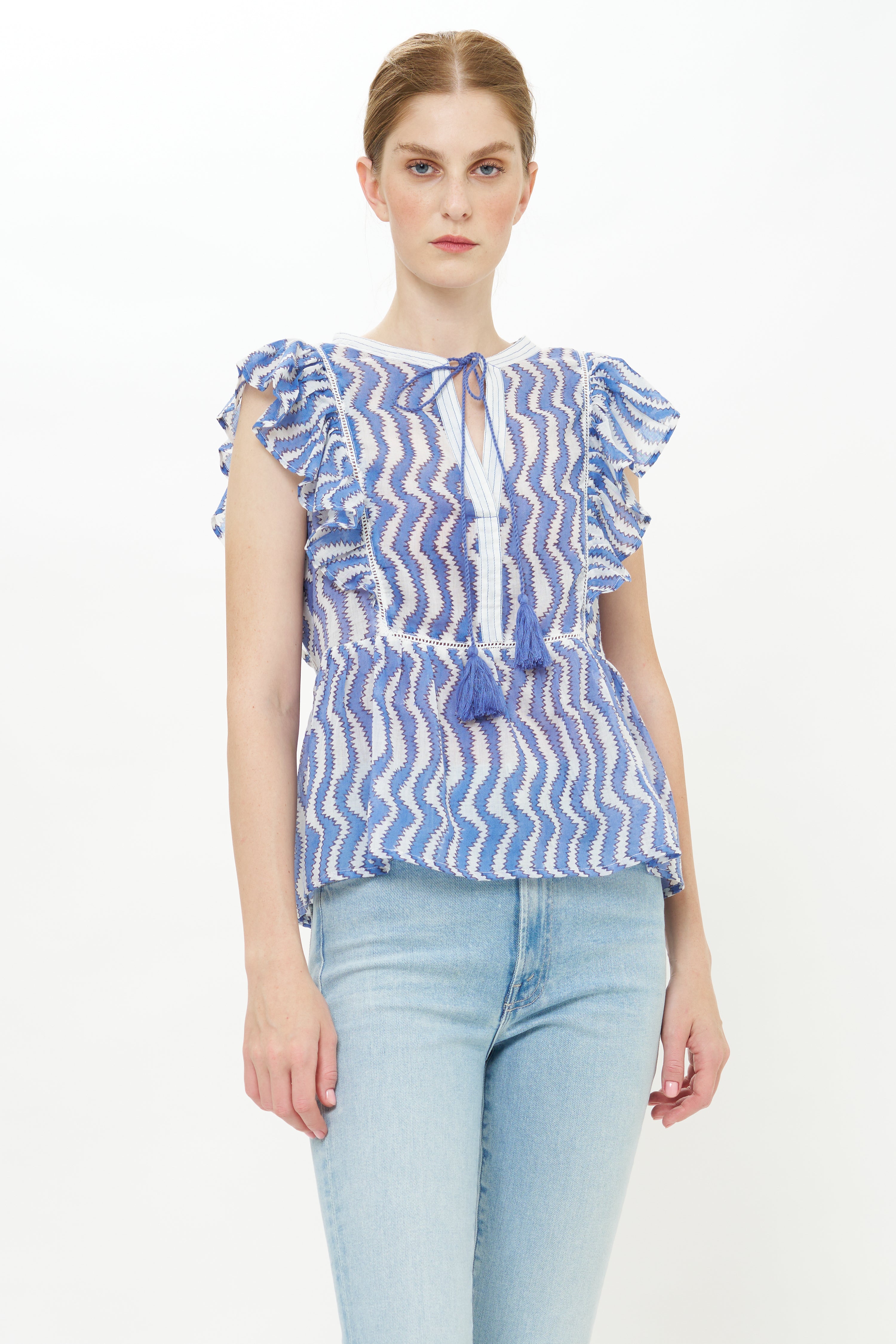 Flirty Tie Top- Sierra Blue