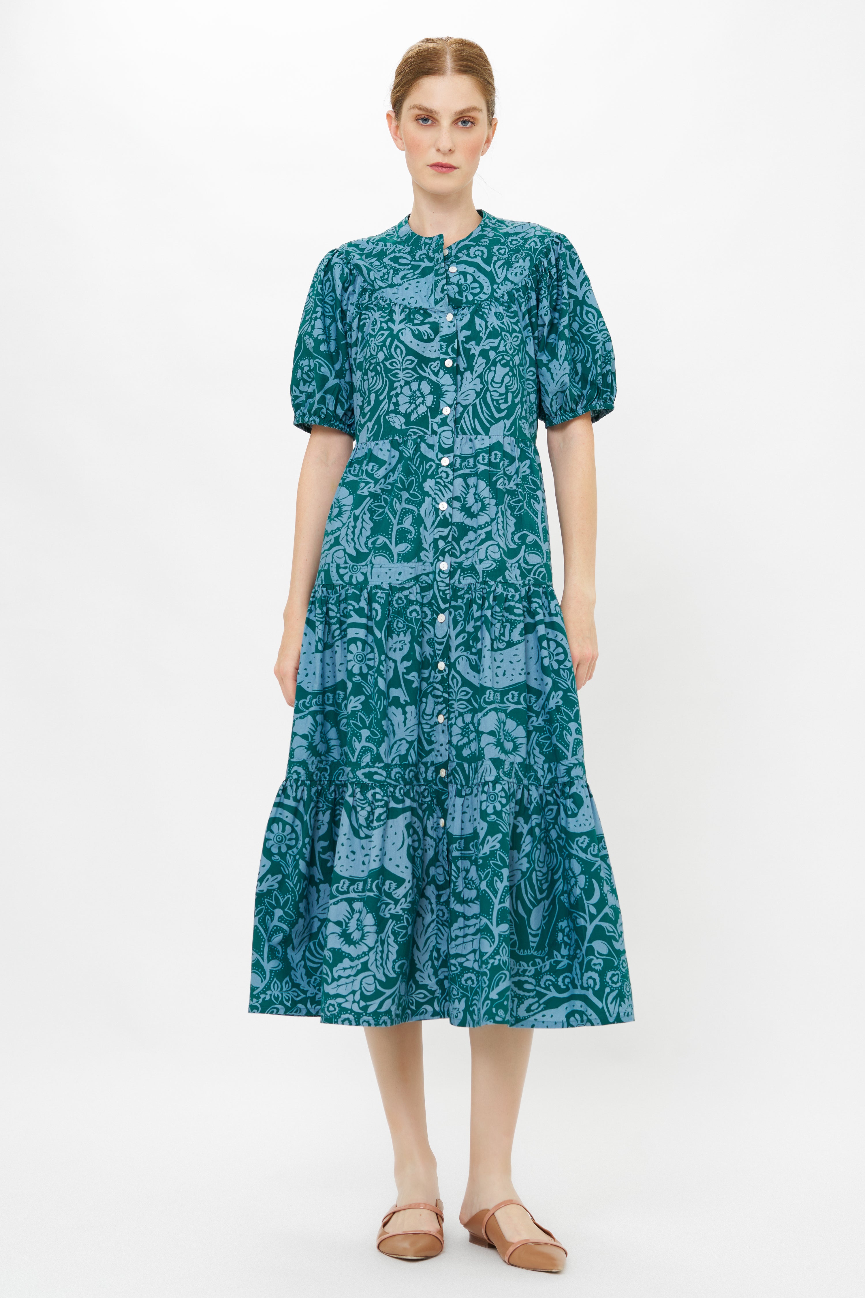 Scoop Tiered Midi- Singita Green