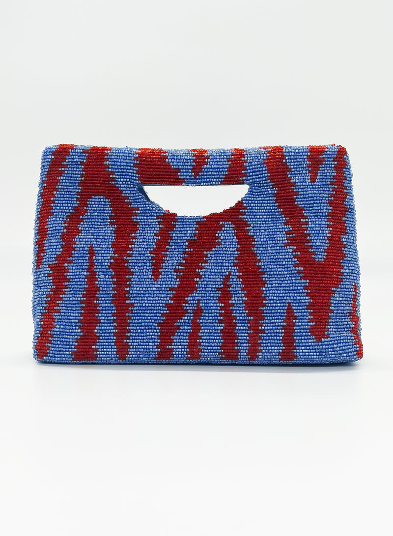 Beaded Handbag- Singita Red Blue