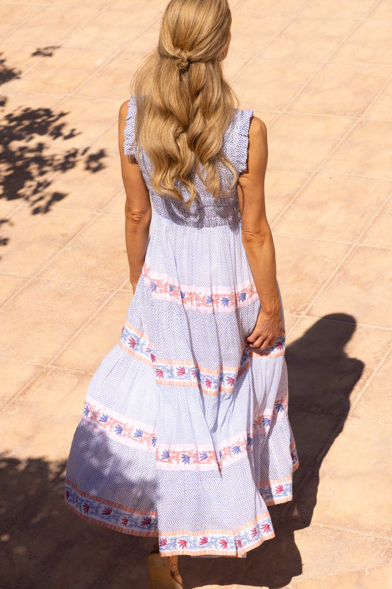 Sleeveless Smocked Maxi- Jungi Peach
