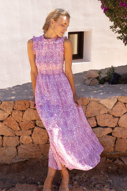 Sleeveless Smocked Maxi- Malta Pink