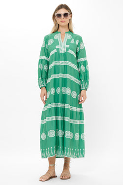 Long Sleeve Yoke Maxi- Soleil Sage