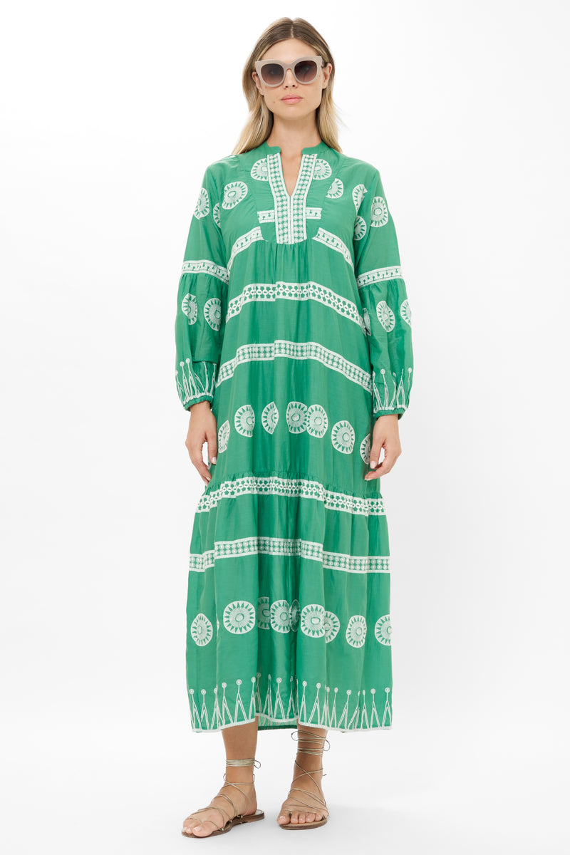 Long Sleeve Yoke Maxi- Soleil Sage