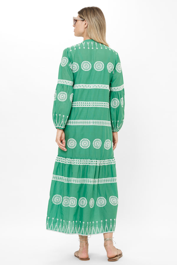 Long Sleeve Yoke Maxi- Soleil Sage