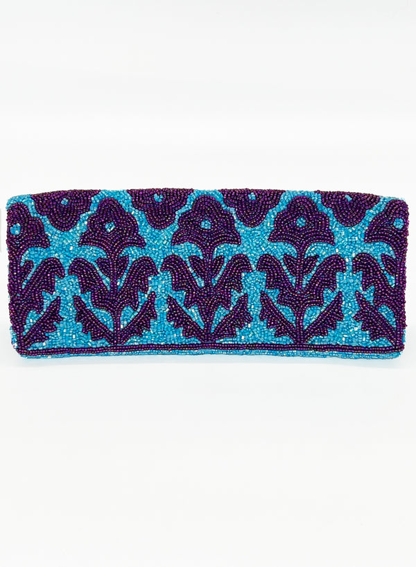 Beaded Clutch- Marigold Purple Aqua