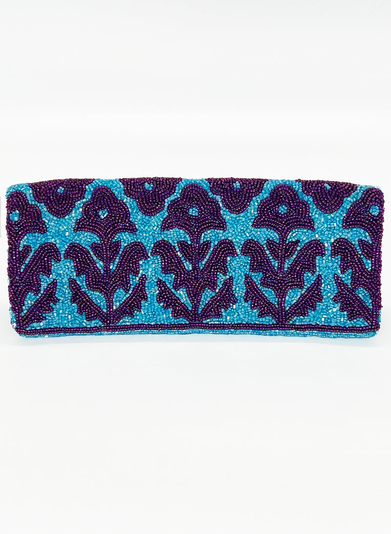 Beaded Clutch- Marigold Purple Aqua