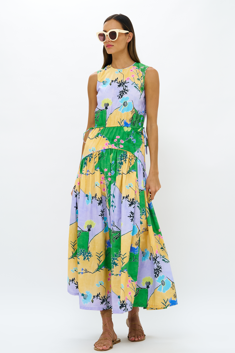 Sleeveless Piped Maxi- Stockholm Green