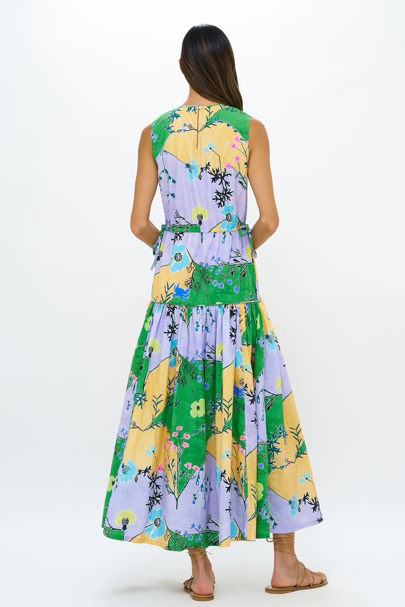Sleeveless Piped Maxi- Stockholm Green