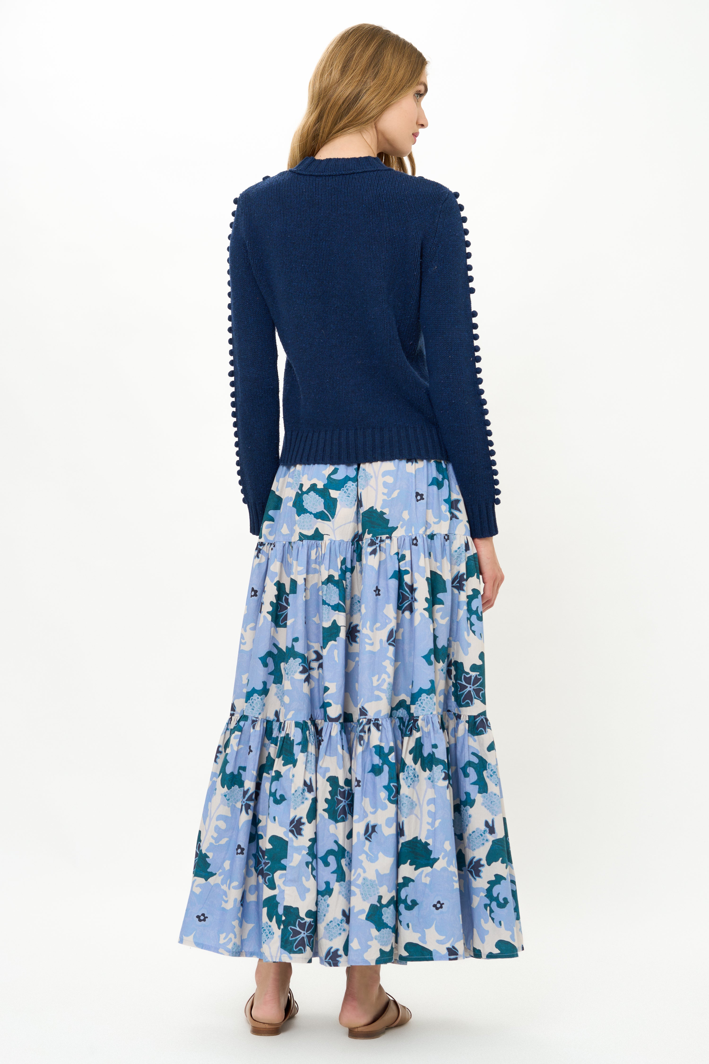 Tiered Maxi Skirt- Suzani Blue